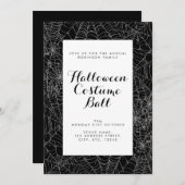 Black and White cobweb Halloween Ball-uitnodiging Kaart (Voorkant / Achterkant)