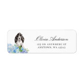 Black and White Cocker Spaniel Blue Hydrangea Etiket (Voorkant)