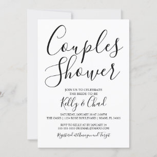 Black and White Couples Shower Invitation Kaart