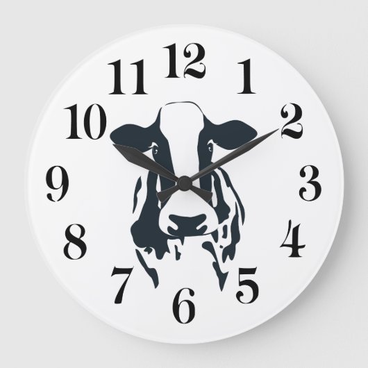 Black and White Cow Clock Grote Klok (Voorkant)