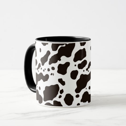 Black and White Cow Print Coffee Mug (Devant gauche)