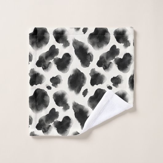 Black and White Cow Print Pattern (Gant de toilette)