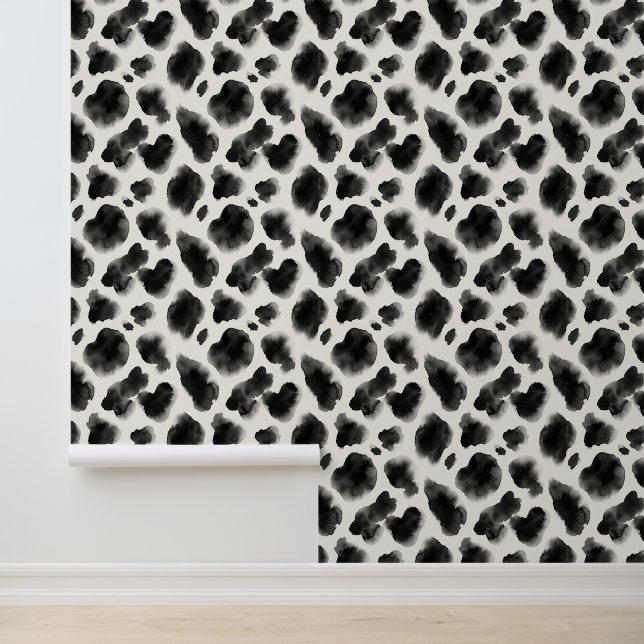 Black and White Cow Print Pattern Behang (Applicatie)