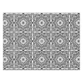 Black and White Cracked Ceramic Style Azulejo Tafelkleed (Voorkant (Horizontaal))