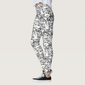 Black and White Crazy Stick Angel Scribble Pattern Leggings (Links)