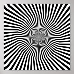 Black and White Crooked Optical Illusion Poster