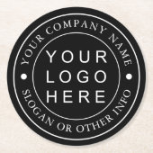 Black and White Custom Company Business Logo Ronde Kartonnen Onderzetter (Voorkant)