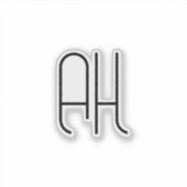 Black and white custom initials simple sticker (Voorkant)