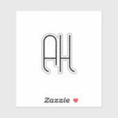 Black and white custom initials simple sticker (Vel)