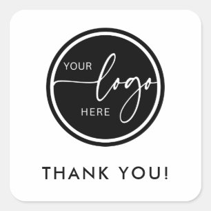 Black and White Custom Logo Business - Hartelijk d Vierkante Sticker
