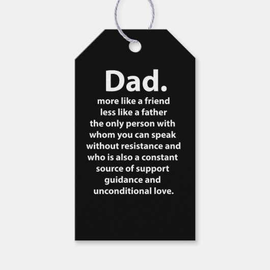 Black and White Dad Daddy Quote Cadeaulabel (Voorkant)
