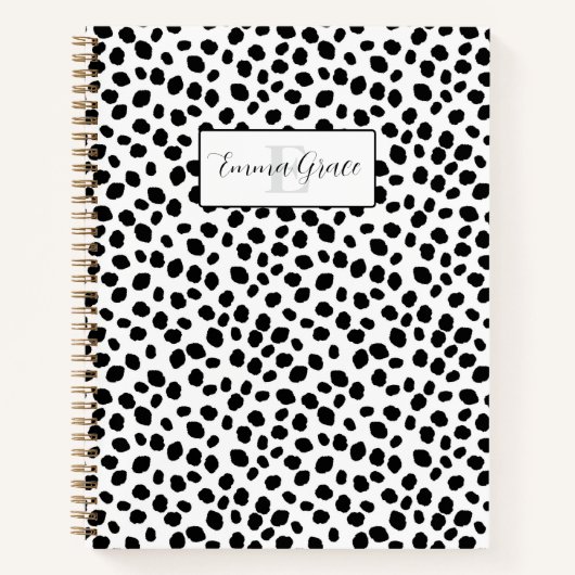 Black and white Dalmatian spot pattern notebook Notitieboek (Voorkant)