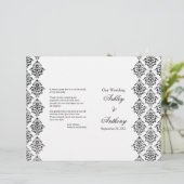 Black and White Damask Foldable Wedding Programme (Staand voorkant)