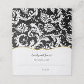 Black and White Damask Gold Trim Wedding (Buitenkant ongevouwen)