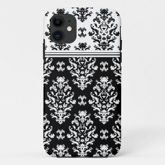 Black and White Damask iPhone 5 Hoesje (Achterkant)
