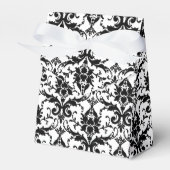 Black and White Damask Personalized Wedding Bedankdoosjes (Voorkant Zijde)
