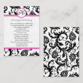 Black and White Damask Pink Trim Wishing Well Informatiekaartje (Voorkant / Achterkant)