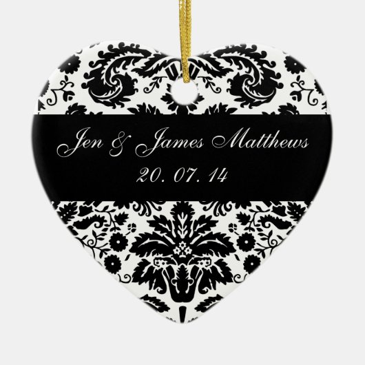 Black and White Damask Wedding Ornament (Voorkant)