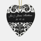 Black and White Damask Wedding Ornament (Links)