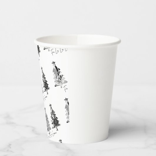 black and white design christmas trees papieren bekers (Links)