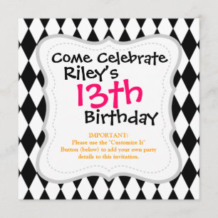 Black and White Diamond Harlequin Pattern Kaart