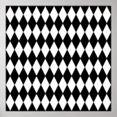 Black and White Diamond Harlequin Pattern Poster (Voorkant)