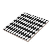 Black and White Diamond Harlequin Pattern Tegeltje (Zijkant)