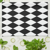 Black and White Diamond Harlequin Pattern Theedoek (Gevouwen)