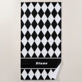 Black and White Diamond Pattern Personalized Strandlaken (Voorkant)
