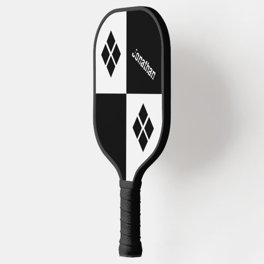 Black and White Diamonds | Custom Modern Geometric Pickleball Paddle (Links)