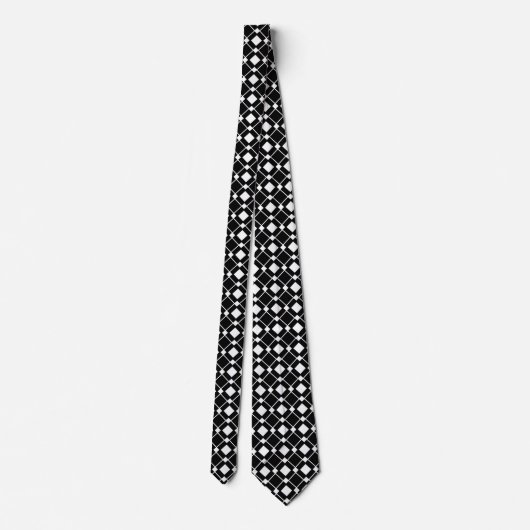 Black and White Diamonds - Lozenge Pattern Stropdas (Achterkant)