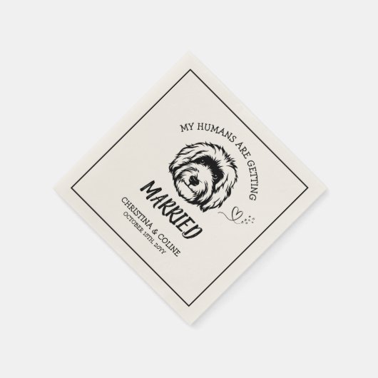 Black and White Dog Modern Simple Weddenschap Nap Servet (Hoek)
