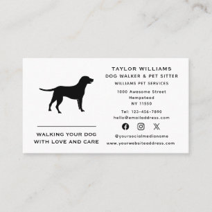 Black and White Dog Walker Huisdier Sitter Sociale Visitekaartje