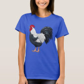 Black and White Dorking Chicken Rooster Crowing T-shirt (Voorkant)