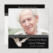 Black and White Dove Fotobegrafenis Aankondigingen (Voorkant / Achterkant)