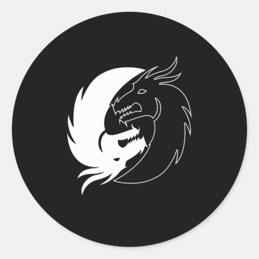 Black and White Dragon Yin Yang Harmony Taoism Gif Ronde Sticker (Voorkant)