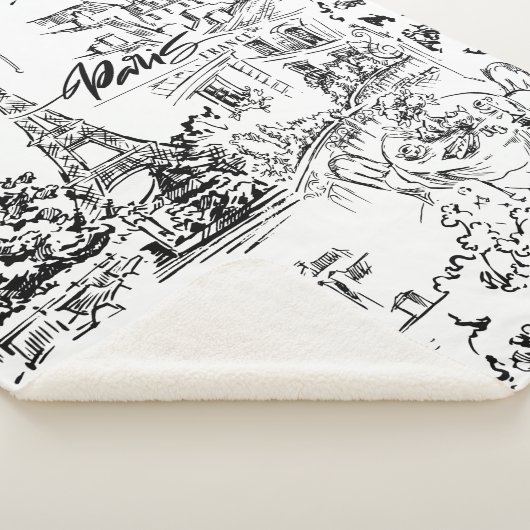 Black and White Eiffel Paris Toile Sherpa Deken (3/4)