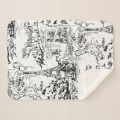 Black and White Eiffel Paris Toile Sherpa Deken (Voorkant (horizontaal))