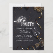 Black and White Elegant 50th Birthday Invitation (Devant)