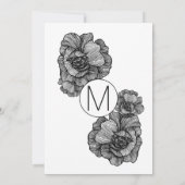 Black and White Elegant Floral Engagement Party Kaart (Achterkant)