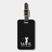 Black and White Elegant Golfer Bagagelabel (Voorkant verticaal)
