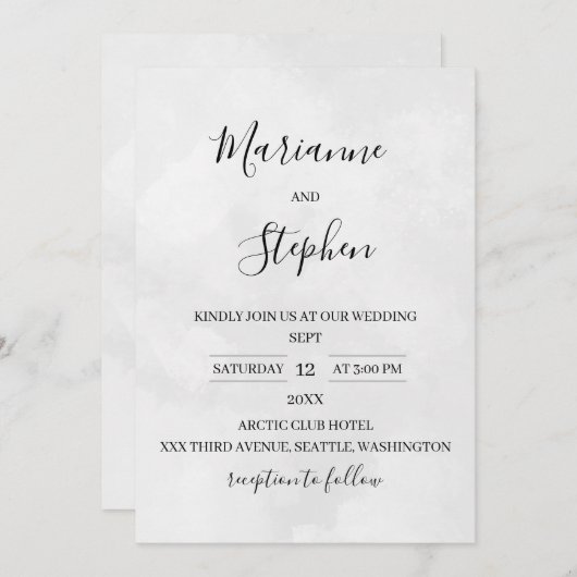Black and White Elegant Minimalist Invitation Kaart (Voorkant / Achterkant)