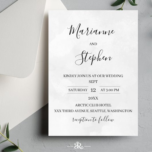 Black and White Elegant Minimalist Invitation Kaart