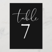 Black And White Elegant Modern Script Table Number Kaart (Achterkant)