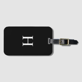 Black and White Elegant Monogram Luggage Tag Bagagelabel