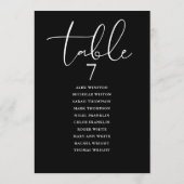 Black And White Elegant Seating Plan Table Number Kaart (Achterkant)