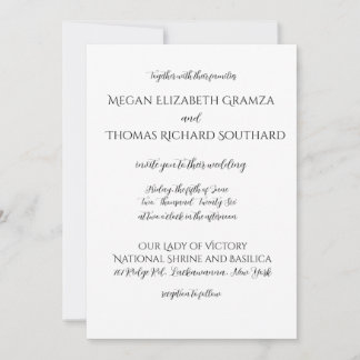 Black and White Elegant Simplicity Wedding Invite Kaart