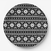 Black and White Fair Isle kerstSweater Print Papieren Bordje (Voorkant)