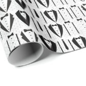 Black and White Fathers Day Tuxedo Cadeaupapier (Rol Hoek)