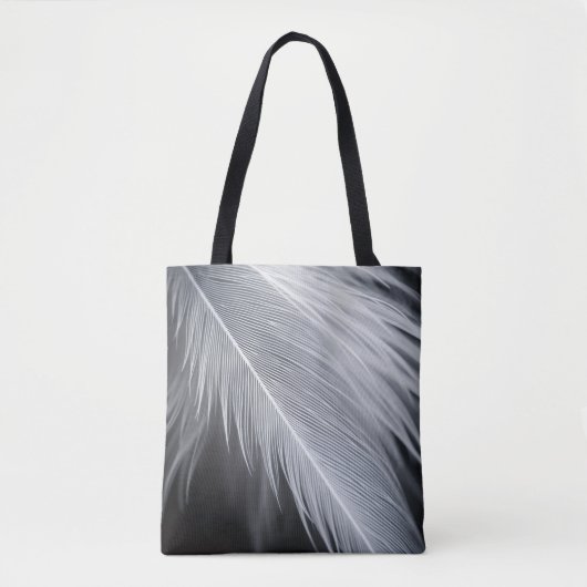 Black and White Feather Design Tote Bag (Devant)